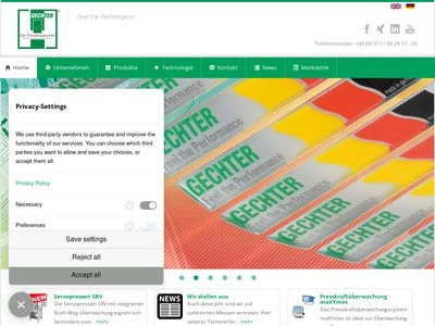 Website von Gechter GmbH Werkzeug und Maschinenbau