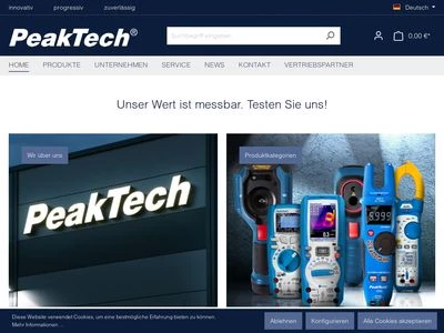 Website von PeakTech Prüf- und Messtechnik GmbH