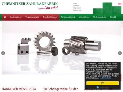 Website von CHEMNITZER ZAHNRADFABRIK GmbH & Co. KG