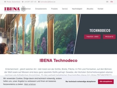 Website von Ibena Technische Textilien GmbH