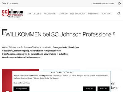Website von SC Johnson Professional GmbH