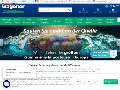 Website von Wagener Verpackung GmbH