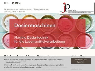 Website von JÜRGEN PETERS Maschinen und Anlagentechnik GmbH