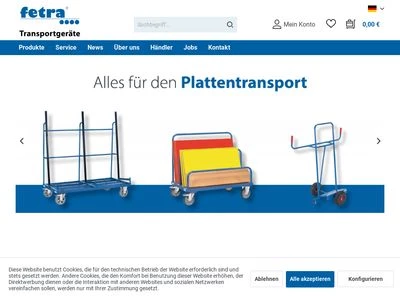 Website von fetra Fechtel Transportgeräte GmbH