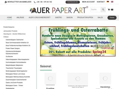 Website von AUER PAPER ART Ltd.