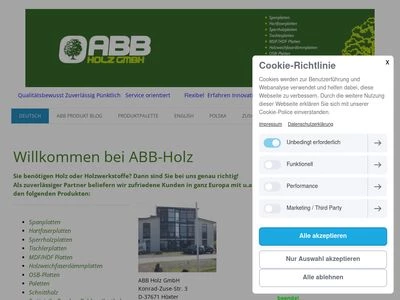 Website von ABB Holz GmbH