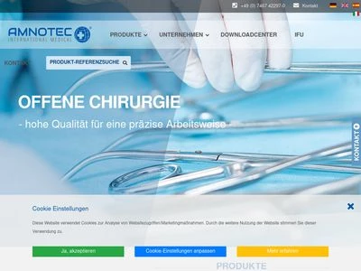 Website von AMNOTEC International Medical GmbH