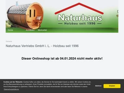 Website von Naturhaus Holzbau und Vertriebs GmbH