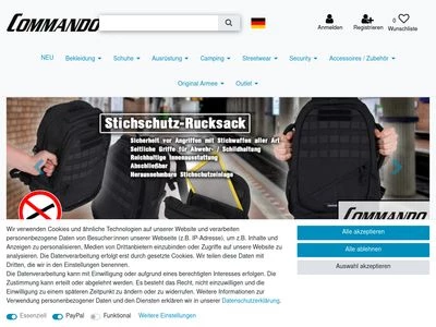 Website von Commando-Industries Textilhandels GmbH