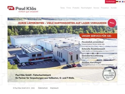 Website von Paul Kläs GmbH
