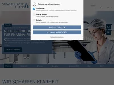 Website von STRASSBURGER Filter GmbH & Co.KG