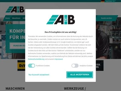 Website von A + B Werkzeuge Maschinen Handels GmbH