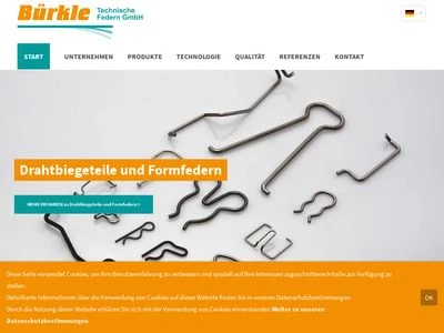Website von Reinhold Bürkle Technische Federn GmbH