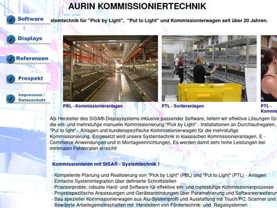 Website von Aurin Kommissioniertechnik GmbH