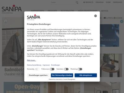 Website von SANIPA Badmöbel Treuchtlingen GmbH