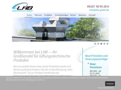 Website von LHB Lufttechnischer Handelsbedarf GmbH