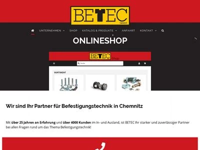 Website von BETEC Befestigungstechnik GmbH