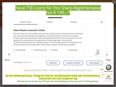 Website von Primadruck Kassensysteme GmbH