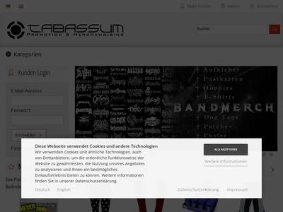 Website von Tabassum Promotion & Merchandising GmbH