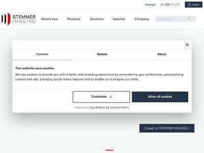 Website von STEMMER IMAGING AG
