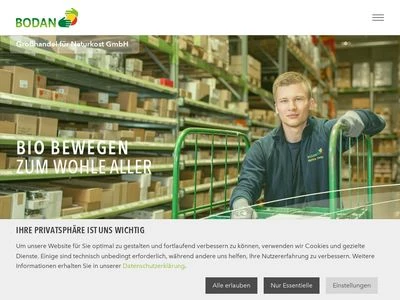 Website von Bodan Grosshandel für Naturkost GmbH