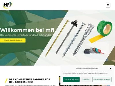 Website von mfi Metall + Fastening Industrie GmbH