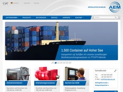 Website von AEM-Anhaltische Elektromotorenwerk Dessau GmbH