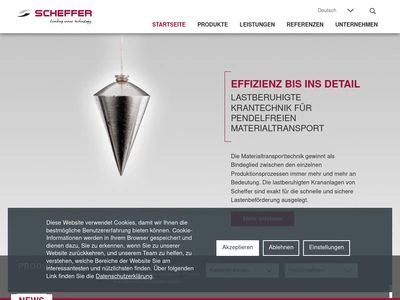 Website von Scheffer Krantechnik GmbH
