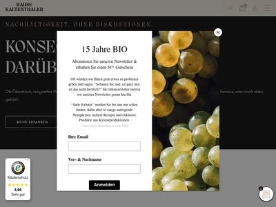 Website von BIO-Wein- & Essigmanufaktur Kaltenthaler GbR