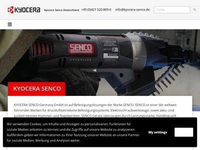 Website von Kyocera Senco Germany GmbH