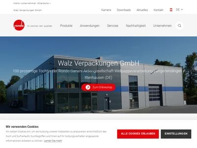 Website von Walz Verpackungen GmbH