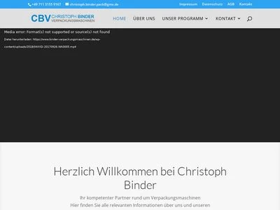 Website von Christoph Binder Verpackungsmaschinen