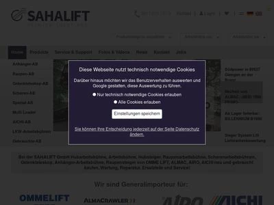 Website von SAHALIFT GmbH