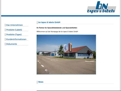 Website von bn tapes & labels GmbH