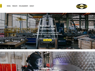 Website von Speidel Tank- und Behälterbau GmbH
