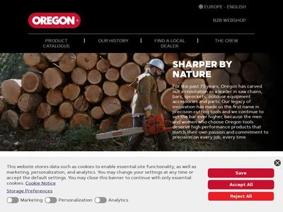 Website von Oregon - BLOUNT GmbH