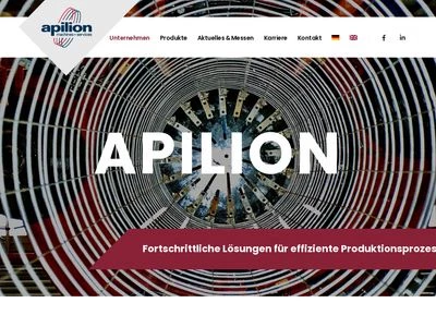 Website von apilion machines + services GmbH