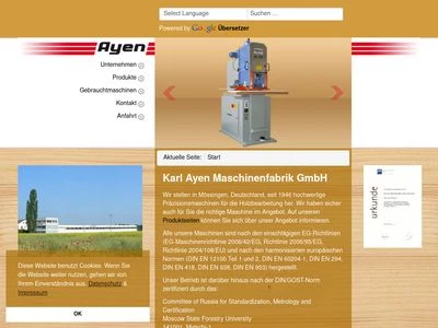 Website von Karl Ayen Maschinenfabrik GmbH
