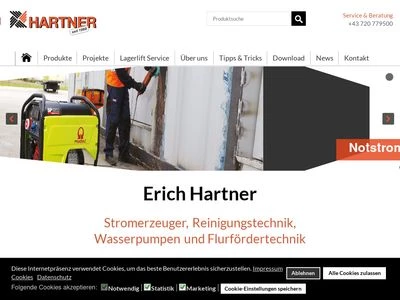 Website von Erich Hartner Großhandel für Werkzeuge und Maschinen e.U.