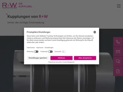 Website von R+W Antriebselemente GmbH