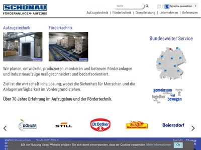 Website von SCHÖNAU Maschinenfabrik GmbH