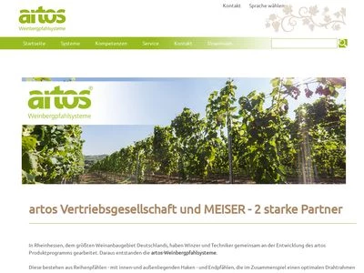 Website von artos Vertriebsgesellschaft KG