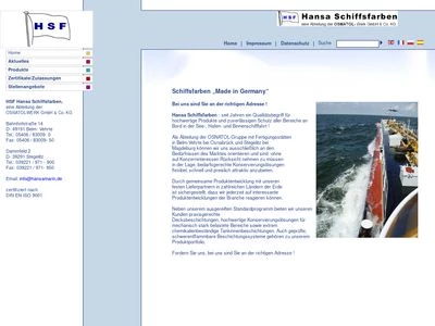 Website von HSF Hansa Schiffsfarben