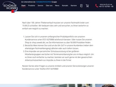 Website von Schöffler + Wörner GmbH