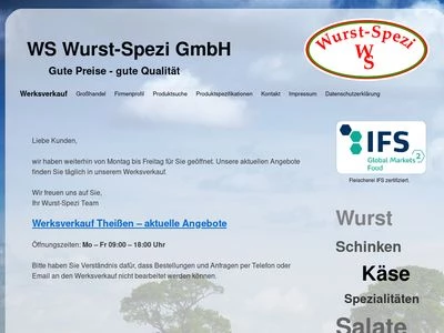 Website von WS Wurst-Spezi GmbH