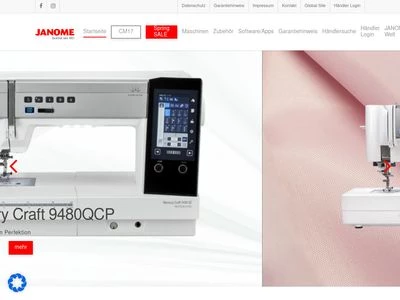 Website von JANOME Deutschland GmbH
