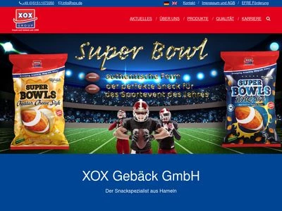 Website von XOX Gebäck GmbH