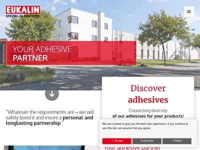 Website von EUKALIN Spezial-Klebstoff Fabrik GmbH