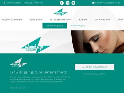 Website von check up products GmbH
