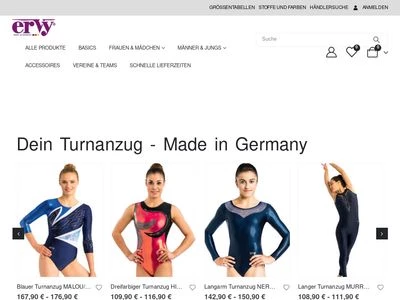 Website von ERVY Sports Fashion GmbH - Deutschland